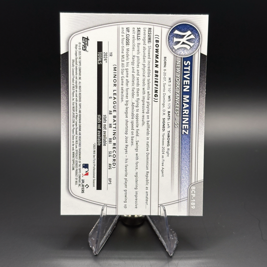 Stiven Marinez (Yellow Mega Refractor 61/75) - 2025 Bowman Chrome Prospects #BCP-189