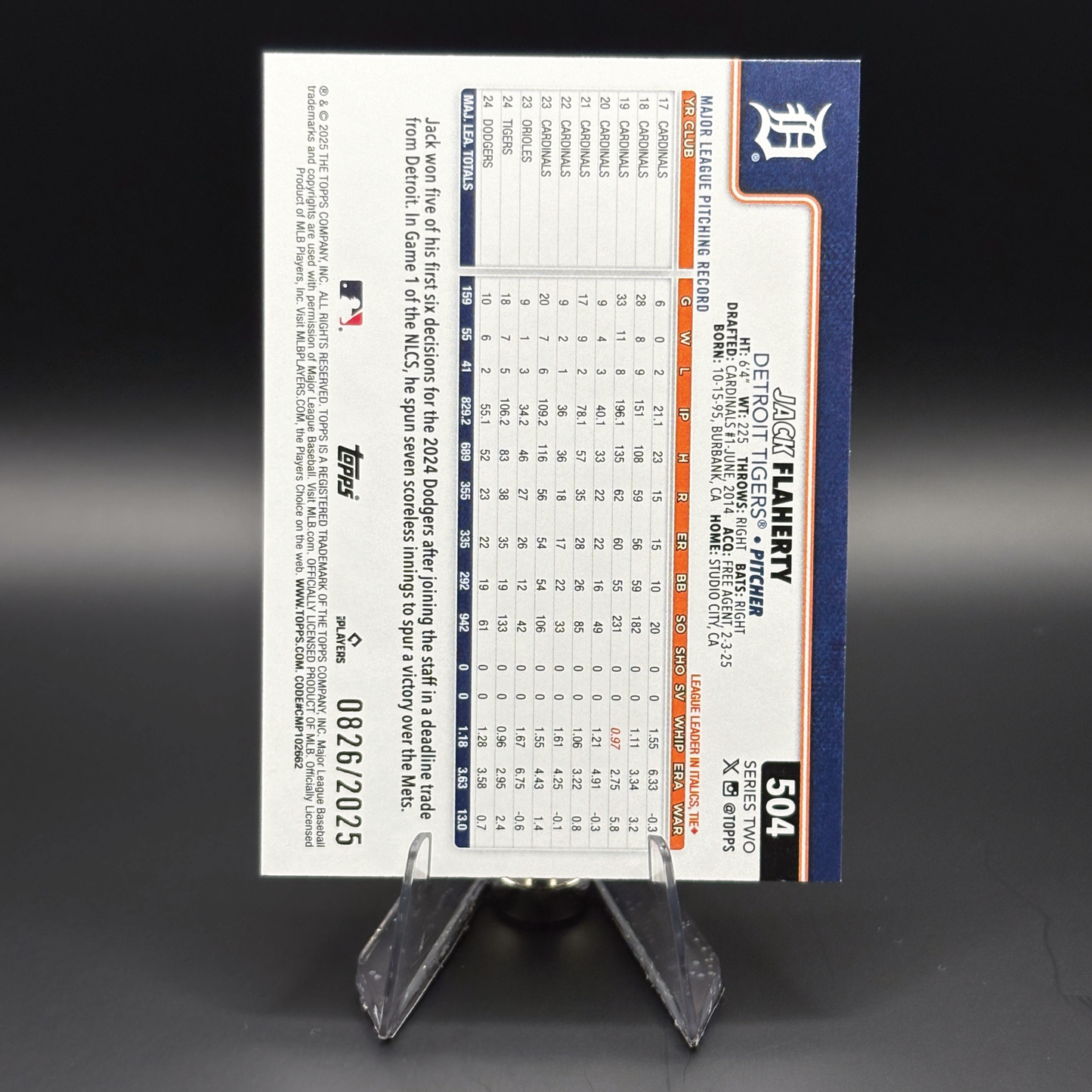 Jack Flaherty (Gold 826/2025) - 2025 Topps Series 2 #504