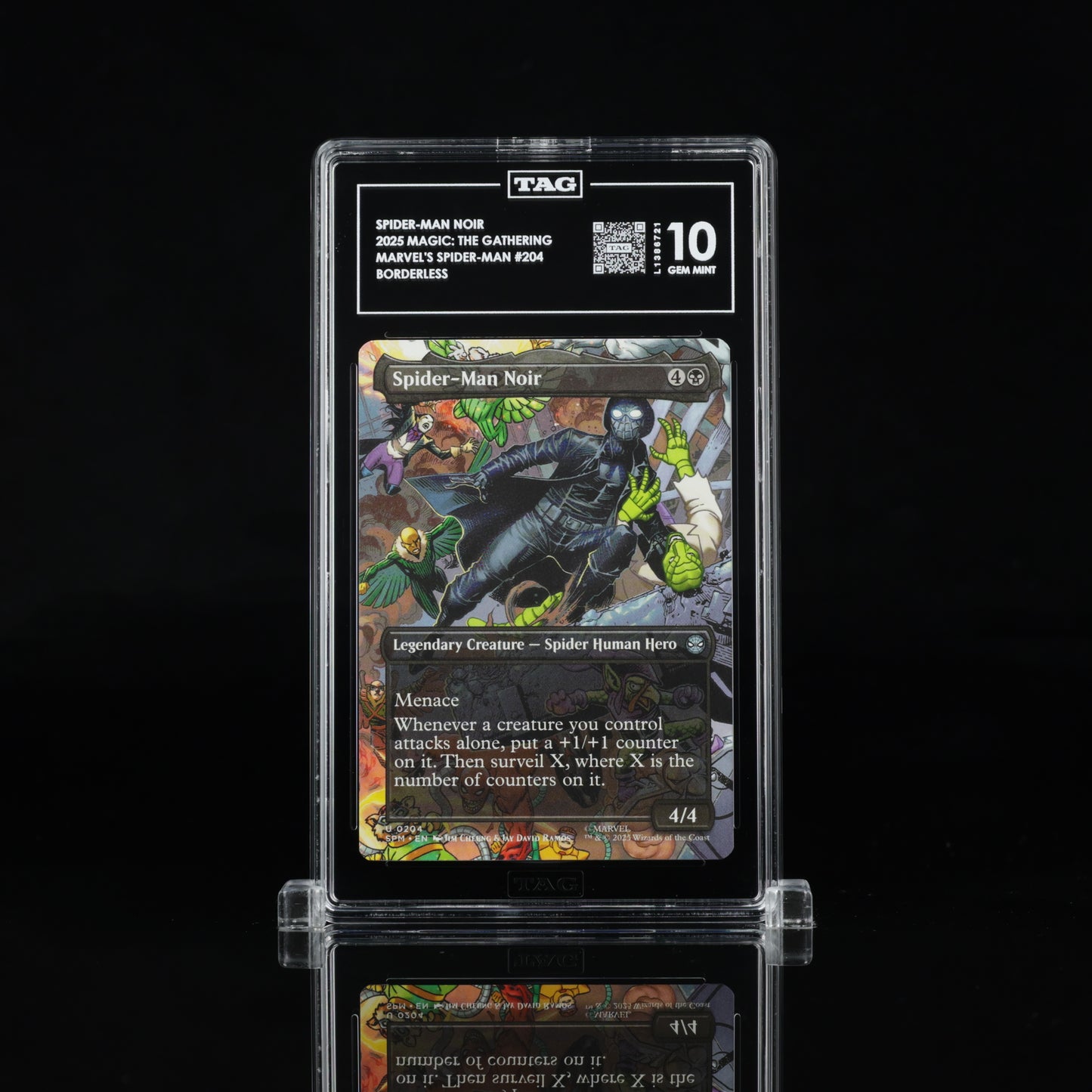 Spider-Man Noir (Borderless) - TAG 10 Gem Mint - 2025 Magic: The Gathering Marvel's Spider-Man #204