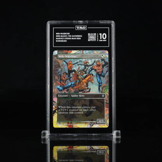 Web-Warriors (Borderless) - TAG 10 Gem Mint - 2025 Magic: The Gathering Marvel's Spider-Man #203