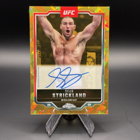 Sean Strickland (Gold Sapphire 47/50) - 2025 Topps Chrome UFC Veteran Autographs #CVA-SS